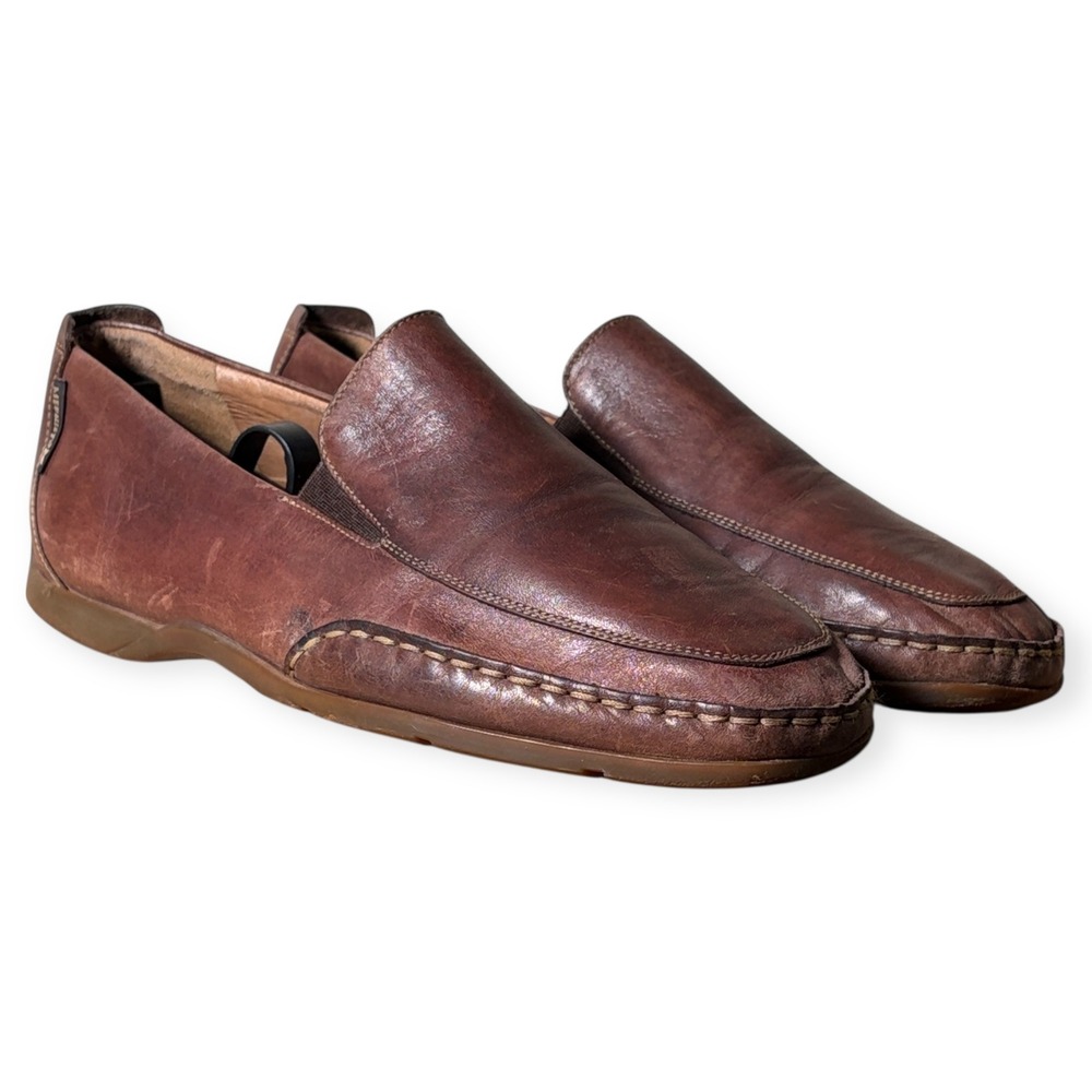 Mephisto Edlef Cool Air‎ Brown Leather Slip On Driving Moc Loafers Mens US 9.5M